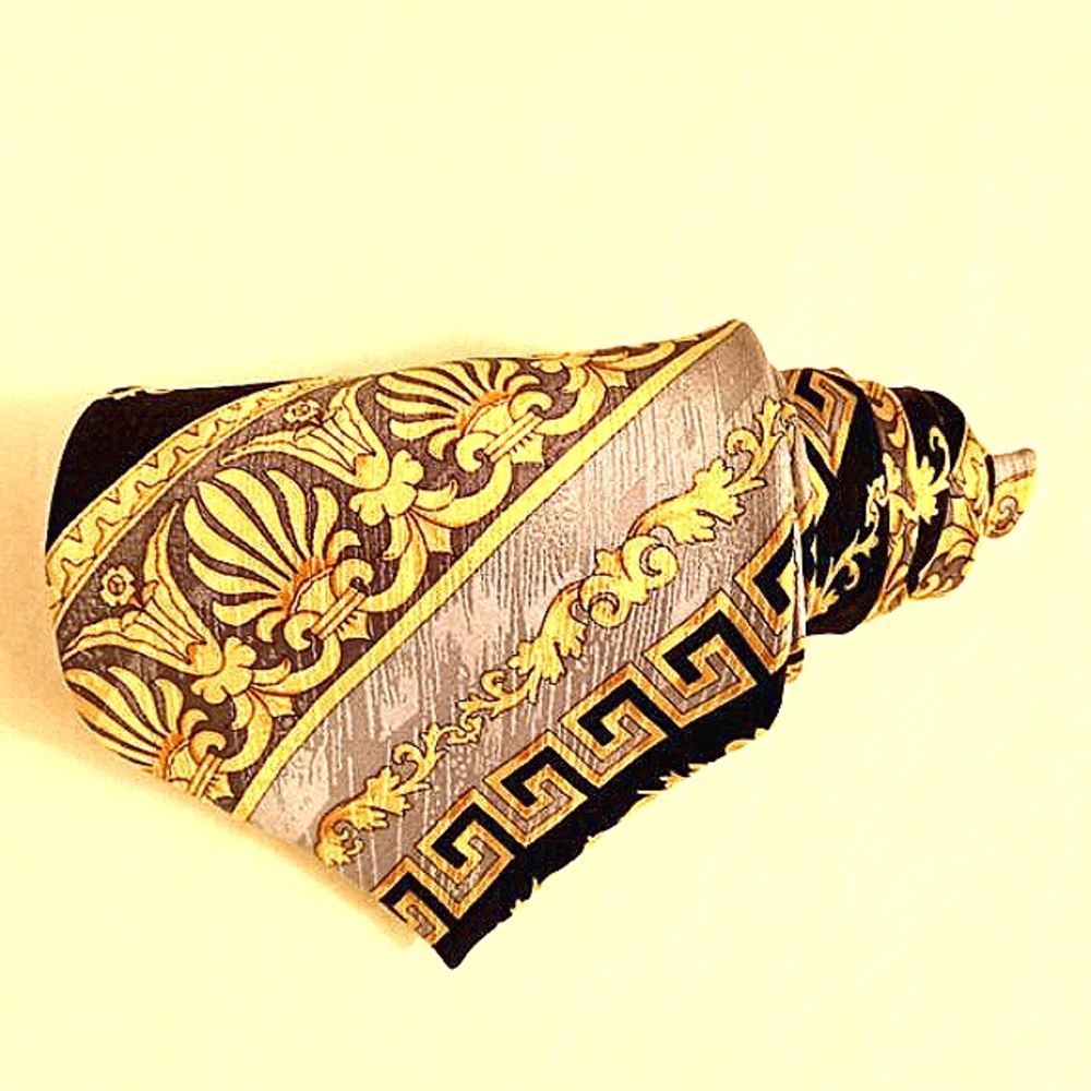 Vintage Angelino Italy Geometic Abstrct Greek Roman Design Silk Neccktie
